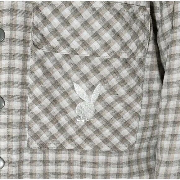 RARE Mens Pacsun Playboy Jacket Plaid Khaki Hood Quilt Lined Runs Big - Med/Larg - Picture 2 of 7